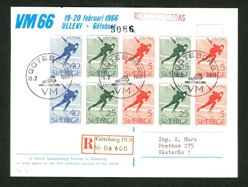 18.2.66. Helt 10-block på FDC/maxikort enl bild. Smärre hörnveck.