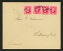 Reklambrev. 4x10 öres frankering på brev till Finland, kuvertets baksida med helsidesreklam för Finshytte Mek. Verkstad. Postgånget fr FINSHYTTAN 9.5.1903 och ank-stpl på baksidan 12 maj.