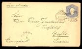 Chile. Frankokuvert till Sverige "via Andes" stpl VALPARAISO 4.IV.99. Baksidan ank stpl GEFLE 2.5.1899. Ovarsamt öppnat med pappersförluster, men en ovanlig försändelse.