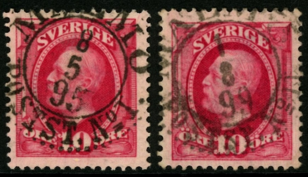 MALMÖ POSTST. No. I resp II på var sitt frimärke