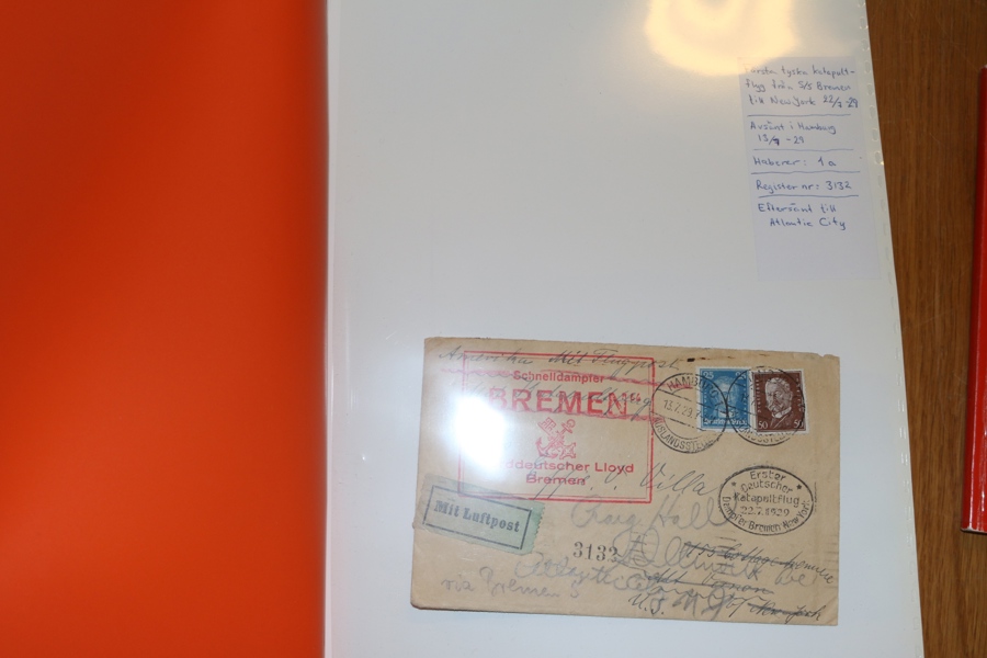 TYSKLAND. KATAPULT-POST. Samling med mer än 60 försändelser sända med den tyska katapultposten 1929-35, via ångarna "Bremen" och "Europa" i Nordatlanten.