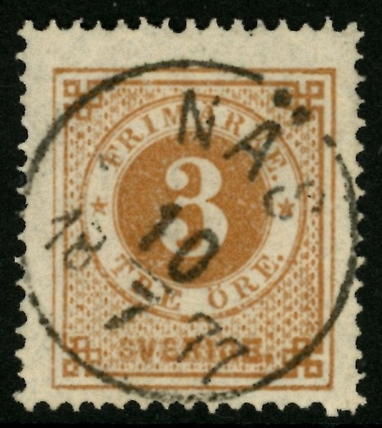 F17. NÄS 10.7.1877. Mycket vackert ex, ovanlig stämpel.
