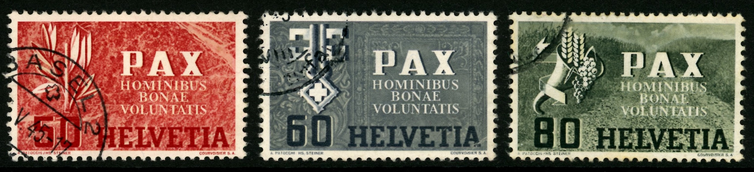 SCHWEIZ. Mi452-54. Tre valörer stpl. Mi € 130