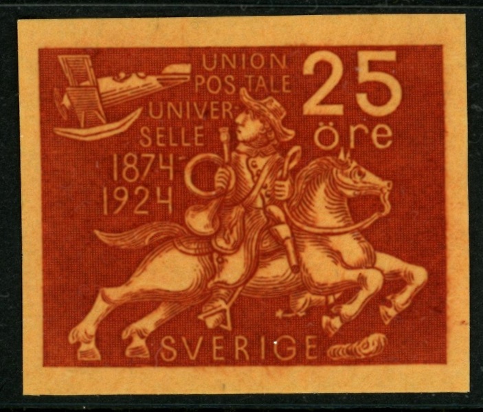 F215P. Otandat FÄRGPROV i 25-öres valör, rödbrun färg. Ovanligt.
