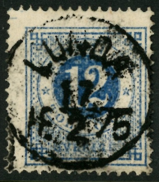 F21. LUNDA 17.2.1875. Ovanlig stpl D-län, lite kladdig men mitt i prick!