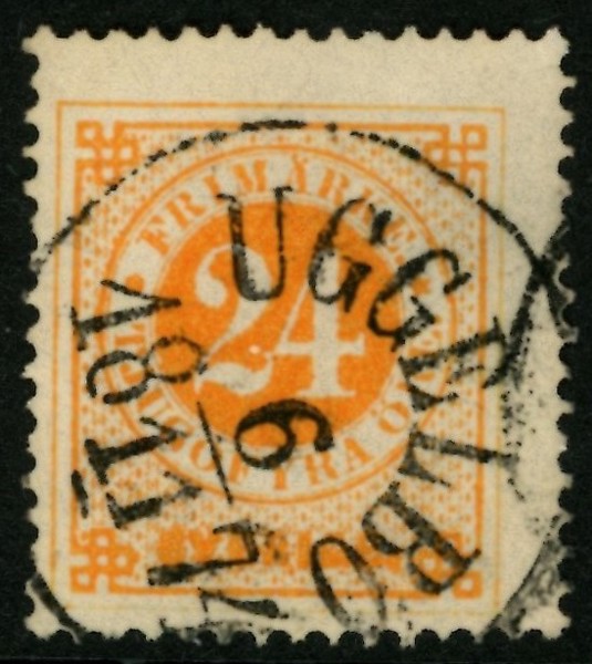 F24. UGGELBO 6.11.1874. Postal 200 kr