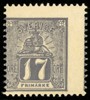 F15N. 17 öre (grå) i 1885 års nytryck. Postfriskt och extremt snedcentrerat ex! F 2300 kr
