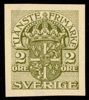 Tj P. Otandat färgprov i 2 öres valör med vm våglinjer, olivgrön.