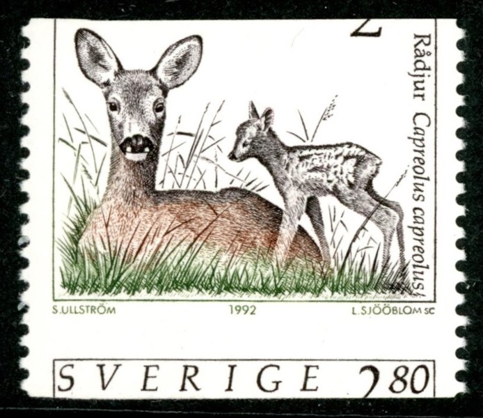 F1718A. Felskuret, postfriskt märke.
