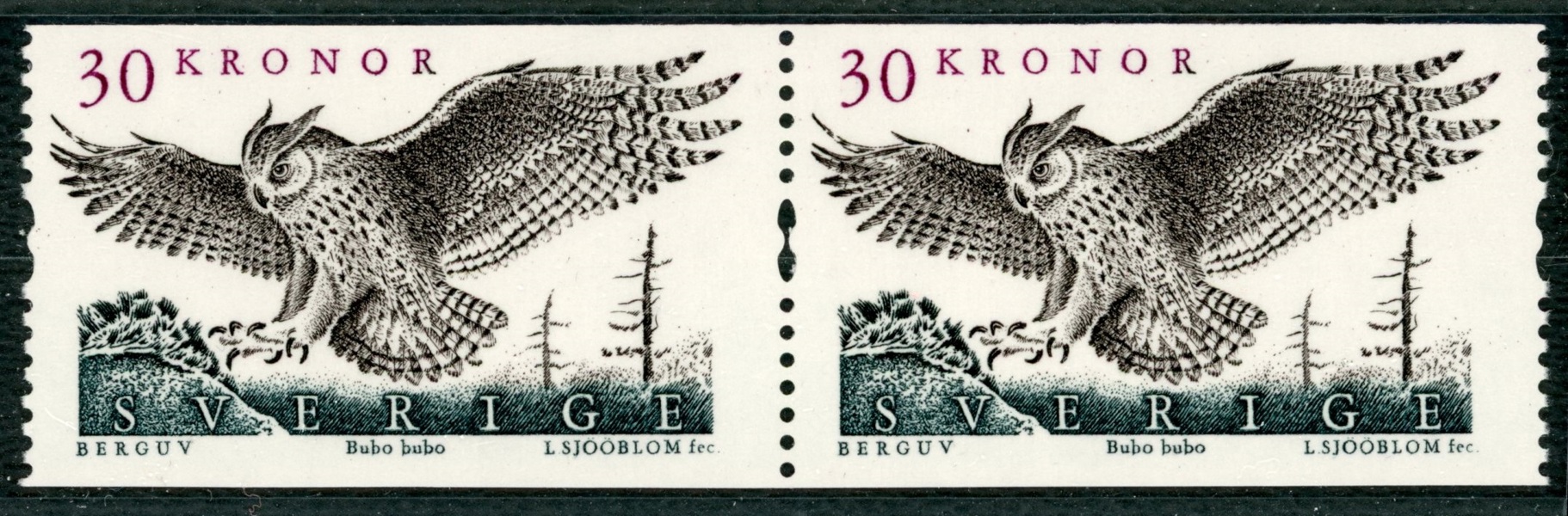 F1582b. Postfriskt par med säkerhetstandning (utg 2010)