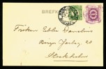 F79+HF1. Sveriges första flygpost 1912. Kort postat 21.9.12 och framkom 27.9.12 enligt text på baksidan.