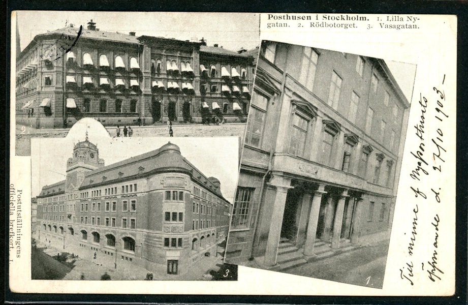 Posthusen i Stockholm. OBS att det är stämplat invigningsdagen 27.10.03. Trevligt objekt!