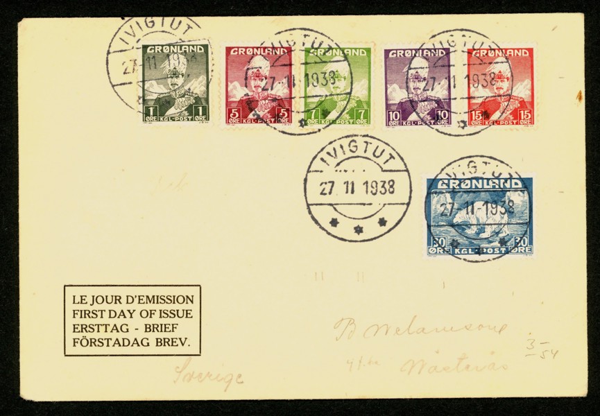 FDC IVIGTUT 27.11.38. Sällsynt! F 5000 kr