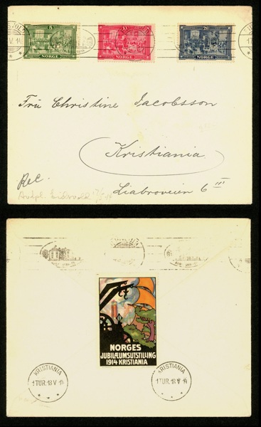 F123-25. "Nästan" FDC, stämplat nationaldagen 17.V.14 i Eidsvold.