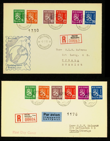 FDC 9.1.50. Två olika! F 750 kr x2
