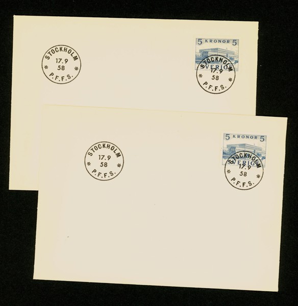 17.9.58. Lot med två stycken neutrala FDC. F 700 kr x2