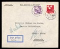 10+60 öre som frankering på luftpostbrev till ABESSINIEN via Moskva och Bagdad, stpl LJUGARN 24.4.41. Ovanligt adressland!