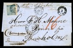 Brev till BORNHOLM stpl STOCKHOLM 20.12.1859. Enligt bifogad notering är detta det äldsta kända svenska brevet till Bornholm! 