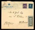 Vinjettbrev från Grand Hotel i Sthlm till Italien, med 35 öres porto stpl 1.6.33. 25-öringen med riss.