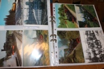 JÄRNVÄG. Album gammalt och nytt mest vykort med tåg, lok, några järnvägsstationer. Runt 50 objekt totalt.