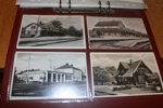 JÄRNVÄG. Album gammalt och nytt mest vykort med tåg, lok, några järnvägsstationer. Runt 50 objekt totalt.