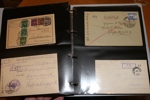 TYSKLAND. Litet album med ca 80 kort och brev, mest 1910-40-tal. Innehåller t.ex. fältpost, censur, krigsfångepost, vykort m.m. Ser intressant ut, besiktiga.