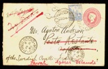 GODAHOPPSUDDEN. Intressant brev från 1898 först sänt lokalt, sedan tilläggsfrankerat och eftersänt till den svenska korvetten Freja vid Azorerna. Fascinerande!