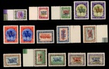 F19-27. Danmark befriet, postfrisk serie kpl (15) med båda påtrycksfärgerna. Ett par märken med tonade baksidor. F 30000 kr