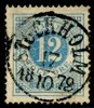 F21. STOCKHOLM 17.10.1872. Vackert ex. Lätt vikt hörntand, annars felfritt.