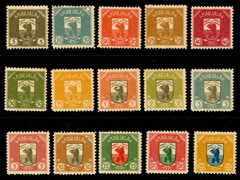 Karelen F1-15. Postfrisk serie.