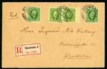 F52v1. OTANDAT par samt två tandade märken på rekommenderad brevframsida, stpl STOCKHOLM 21.7.10.