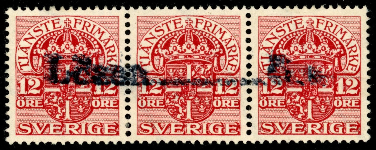 Tj48cx. 3-strip med omvända våglinjer, stpl "Lösen_____Öre"