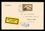 TYSKLAND/REICH. Zeppelinbrev till USA med Mi424 (4 RM), stpl FRIEDRICHSHAFEN 10.OKT.28.