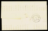 Inkommande, ofrankerat brev från Frankrike 1868 med lösenstämpel "56". Baksidan med stpl SÖDRA ST:BANAN 8.9.1868.