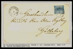 4 sk bco. Utställningsmonterat brev med fina stämplar UDDEVALLA 6.4.1858. Tyvärr smärre skador av tejp.