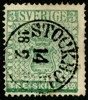 F1b. 3 sk bco utan reparationer, sidvänd STOCKHOLM 14.2.1857. Endast smärre anmärkningar enl ny attest Mats G. Nilsson. "Godtagbart-gott exemplar" enl intyget. Chans att skaffa en fräsch 3-skilling!