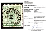 F1b. 3 sk bco utan reparationer, sidvänd STOCKHOLM 14.2.1857. Endast smärre anmärkningar enl ny attest Mats G. Nilsson. "Godtagbart-gott exemplar" enl intyget. Chans att skaffa en fräsch 3-skilling!