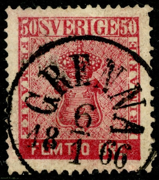 F12. GRENNA 6.1.1866. Ngt ojämn tandning men snygga 50-öringar är svårt.