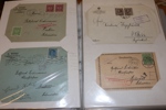 VÄRLDEN/BREV. Spännande album äldre brev och kort från mest europeiska länder. En del Schweiz/Frankrike 1860-70-tal, senare mer spridning på länder.