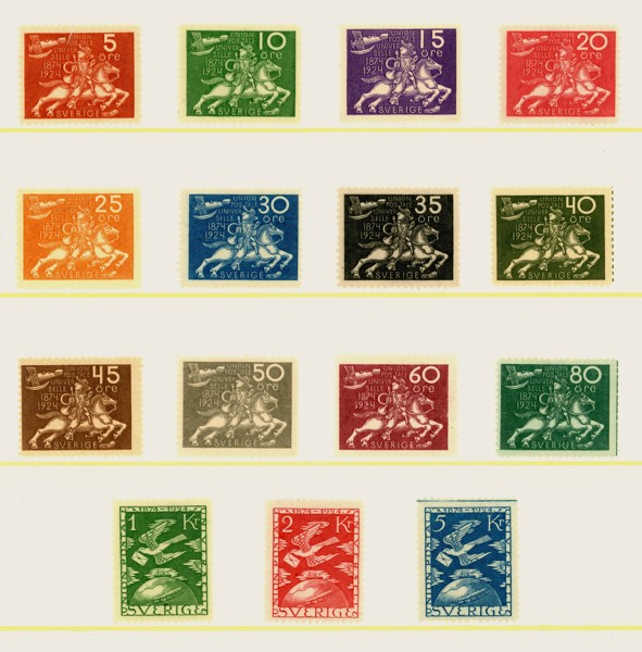 F211-25. Ostämplad serie i normalkvalitet. Någon kort tand finns, bl.a. på 5 kr. F 5900 kr