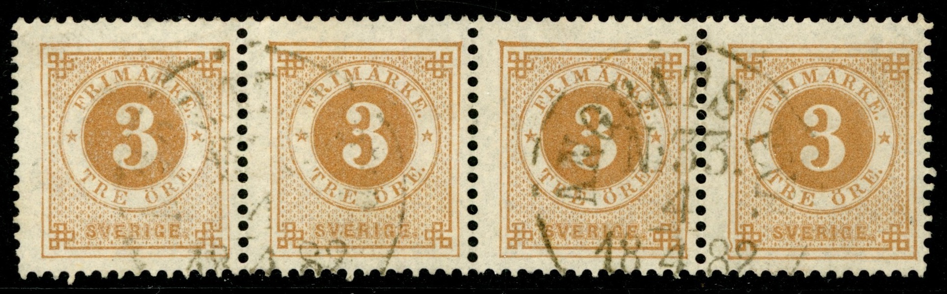 F28. 4-strip stpl ÅNGBÅTS PXP No 33 4.4.1882. Fint objekt!
