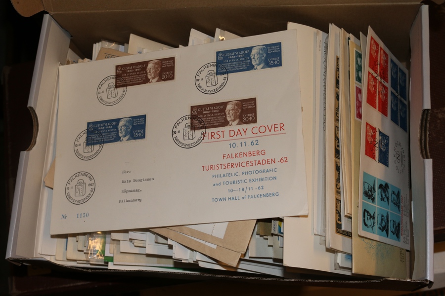 Skokartong FDC och några andra brev, stor spridning på tidsperioder.