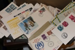 Skokartong FDC och några andra brev, stor spridning på tidsperioder.