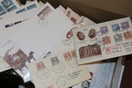 Skokartong FDC och några andra brev, stor spridning på tidsperioder.