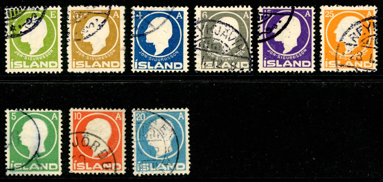 F108-13. Stämplad serie + tre andra märken. F 1050 kr