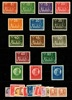 F196-210. Ostämplad serie med enstaka postfriska t.ex. 2-kronan. Även några andra märken i blandad kvalitet.