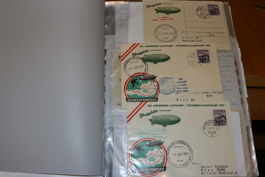 ZEPPELIN. Samling zeppelinfrimärken och även modern zeppelinpost i en pärm.