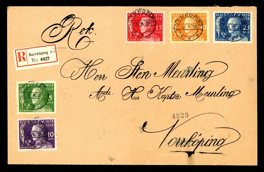 F226-30. 16.6.28. Ovanligt vackert lokalt skickat FDC NORRKÖPING 16.6.28.