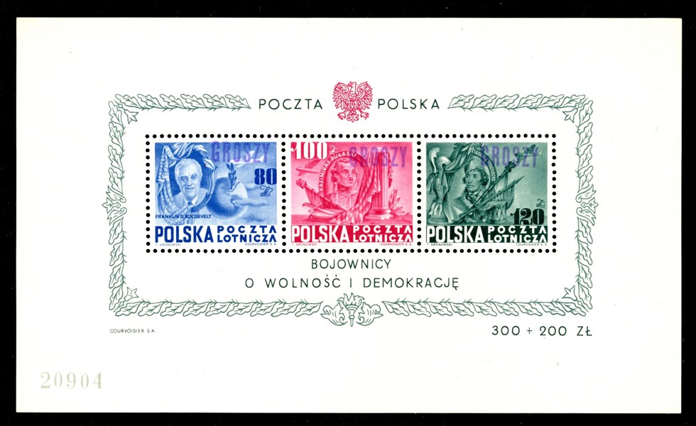 POLEN. Block A11. Postfriskt ex med påtryck "GROSZY". Mi € 350