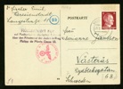 TYSKLAND/REICH. Kort skickat från gettot Theresienstadt till Västerås 1944. Historiskt intressant med instruktion hur det kan besvaras enbart på tyska m.m. 